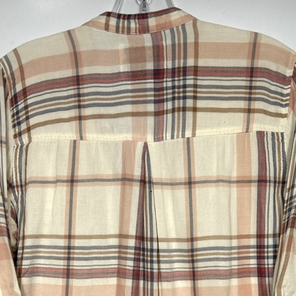 Abercrombie&Fitch Plaid Flannel Long Sleeve Button Down Top Cream Size L - Picture 5 of 9